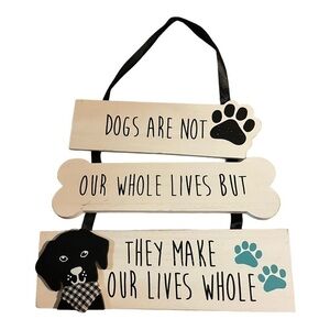 THREE tier dog plaque with black ribbon hanger.